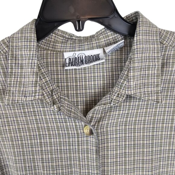 Cottage Core Plaid Academia Maxi Dress XL Green/Brown Navy Boho Spring Practical - Picture 5 of 13